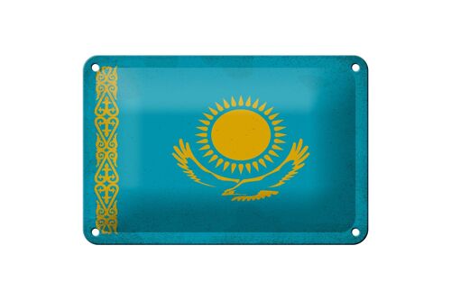 Blechschild Flagge Kasachstan 18x12cm Kazakhstan Vintage Dekoration