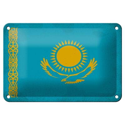 Blechschild Flagge Kasachstan 18x12cm Kazakhstan Vintage Dekoration