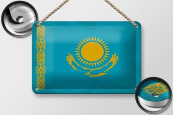Drapeau du Kazakhstan en étain, 18x12cm, décoration Vintage du Kazakhstan 2
