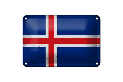 Blechschild Flagge Island 18x12cm Flag of Iceland Vintage Dekoration