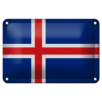 Targa in metallo Bandiera Islanda 18x12 cm Bandiera dell'Islanda Decorazione vintage