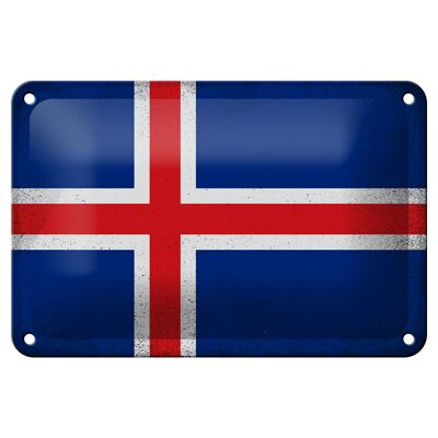 Blechschild Flagge Island 18x12cm Flag of Iceland Vintage Dekoration