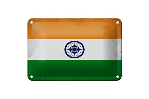 Blechschild Flagge Indien 18x12cm Flag of India Vintage Dekoration