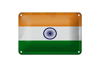 Drapeau en étain de l'inde, 18x12cm, drapeau de l'inde, décoration Vintage 1