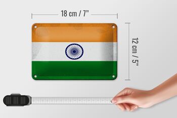 Drapeau en étain de l'inde, 18x12cm, drapeau de l'inde, décoration Vintage 5