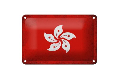 Blechschild Flagge Hongkong 18x12cm Flag Hong Kong Vintage Dekoration