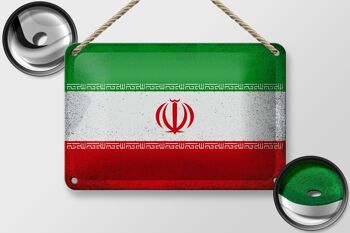 Signe en étain drapeau de l'iran 18x12cm, drapeau de l'iran, décoration Vintage 2