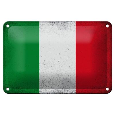 Targa in metallo Bandiera Italia 18x12 cm Bandiera d'Italia Decorazione vintage