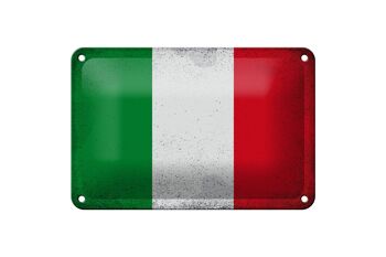 Signe en étain drapeau italie 18x12cm, drapeau de l'italie, décoration Vintage 1
