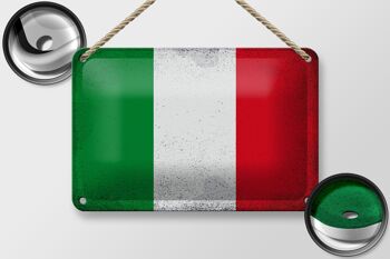 Signe en étain drapeau italie 18x12cm, drapeau de l'italie, décoration Vintage 2