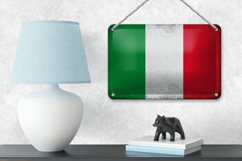 Signe en étain drapeau italie 18x12cm, drapeau de l'italie, décoration Vintage 4