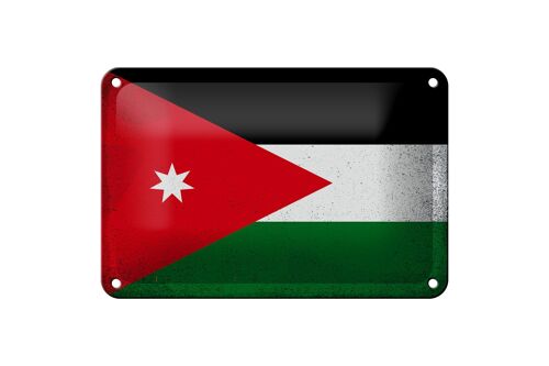 Blechschild Flagge Jordanien 18x12cm Flag of Jordan Vintage Dekoration