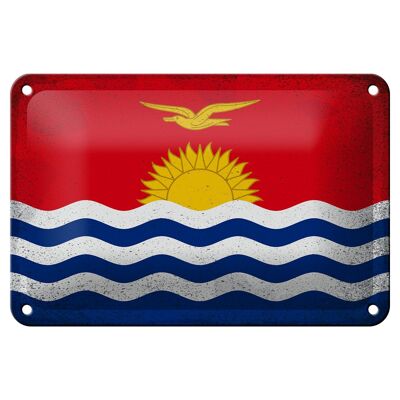 Cartel de chapa con bandera de Kiribati, 18x12cm, decoración Vintage de Kiribati