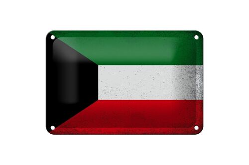 Blechschild Flagge Kuwait 18x12cm Flag of Kuwait Vintage Dekoration