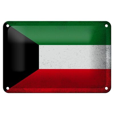 Cartel de chapa con bandera de Kuwait, 18x12cm, bandera de Kuwait, decoración Vintage