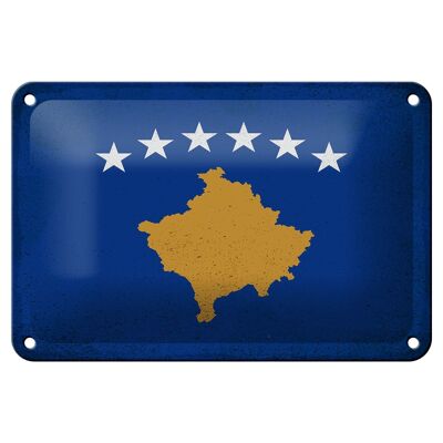 Targa in metallo Bandiera Kosovo 18x12 cm Bandiera del Kosovo Decorazione vintage