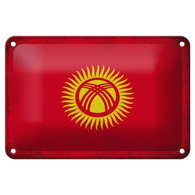 Blechschild Flagge Kirgisistan 18x12cm Kyrgyzstan Vintage Dekoration