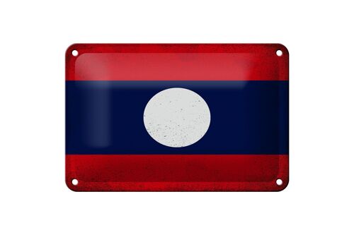 Blechschild Flagge Laos 18x12cm Flag of Laos Vintage Dekoration