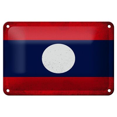 Letrero de hojalata Bandera de Laos 18x12cm Bandera de Laos Decoración Vintage