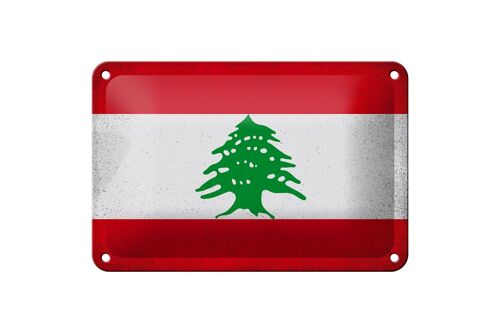 Blechschild Flagge Libanon 18x12cm Flag of Lebanon Vintage Dekoration