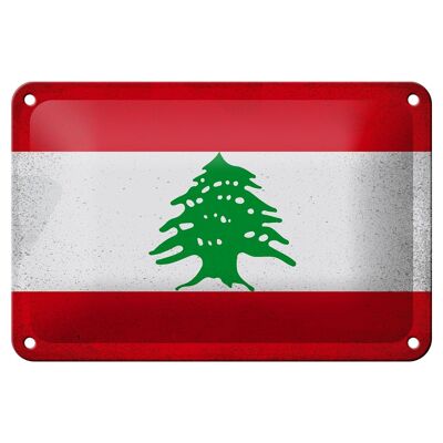 Targa in metallo Bandiera Libano 18x12 cm Bandiera del Libano Decorazione vintage