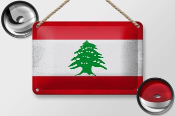 Drapeau du Liban en étain, 18x12cm, décoration Vintage 2