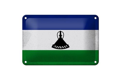 Blechschild Flagge Lesotho 18x12cm Flag of Lesotho Vintage Dekoration