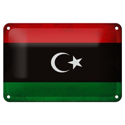 Cartel de hojalata Bandera de Libia, 18x12cm, bandera de Libia, decoración Vintage