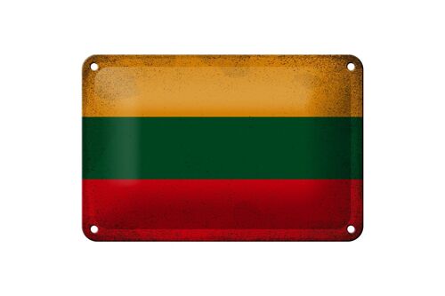 Blechschild Flagge Litauen 18x12cm Flag Lithuania Vintage Dekoration