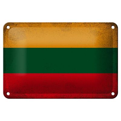 Targa in metallo Bandiera Lituania 18x12 cm Bandiera Lituania Decorazione vintage