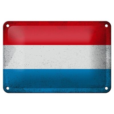 Blechschild Flagge Luxemburg 18x12cm Luxembourg Vintage Dekoration