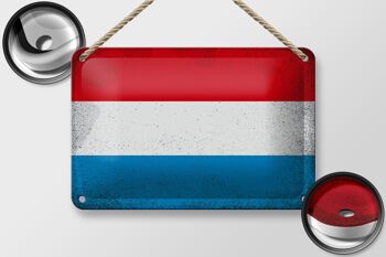 Drapeau luxembourgeois en étain, 18x12cm, décoration Vintage luxembourgeoise 2