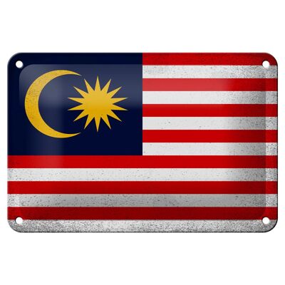 Targa in metallo Bandiera Malesia 18x12 cm Bandiera Malesia Decorazione vintage