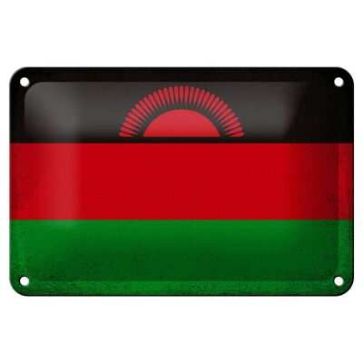 Drapeau en étain du Malawi, 18x12cm, drapeau du Malawi, décoration Vintage