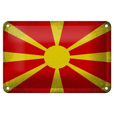 Targa in metallo Bandiera Macedonia 18x12 cm Macedonia Decorazione vintage