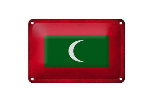 Blechschild Flagge Malediven 18x12cm Flag Maldives Vintage Dekoration