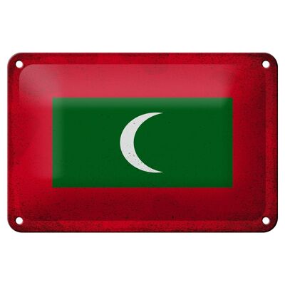 Drapeau en étain des Maldives, 18x12cm, décoration Vintage des Maldives