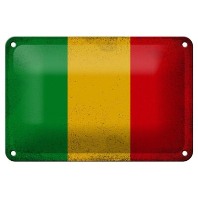 Drapeau du Mali en étain, 18x12cm, drapeau du Mali, décoration Vintage