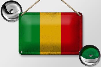 Drapeau du Mali en étain, 18x12cm, drapeau du Mali, décoration Vintage 2