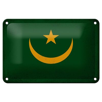 Targa in metallo Bandiera Mauritania 18x12 cm Decorazione vintage Mauritania