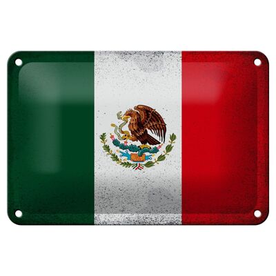 Cartel de hojalata Bandera de México, 18x12cm, bandera de México, decoración Vintage