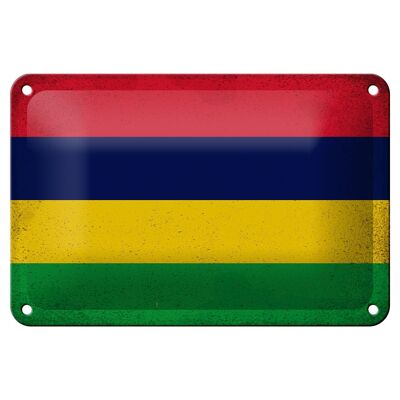 Targa in metallo Bandiera Mauritius 18x12 cm Bandiera Mauritius Decorazione vintage