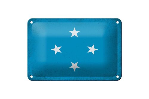 Blechschild Flagge Mikronesien 18x12cm Micronesia Vintage Dekoration