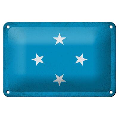 Blechschild Flagge Mikronesien 18x12cm Micronesia Vintage Dekoration