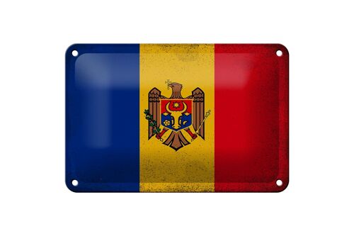 Blechschild Flagge Moldau 18x12cm Flag of Moldova Vintage Dekoration