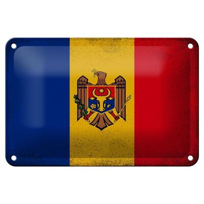 Letrero de hojalata Bandera de Moldavia 18x12cm Bandera de Moldavia Decoración Vintage