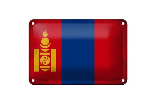 Blechschild Flagge Mongolei 18x12cm Flag Mongolia Vintage Dekoration
