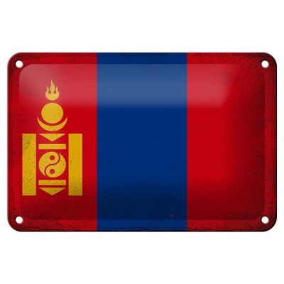 Cartel de hojalata Bandera de Mongolia, 18x12cm, bandera de Mongolia, decoración Vintage