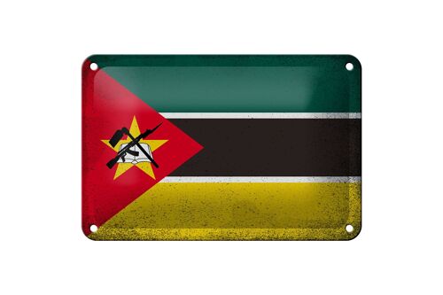 Blechschild Flagge Mosambik 18x12cm Flag Mozambique Vintage Dekoration