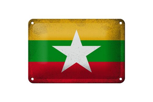 Blechschild Flagge Myanmar 18x12cm Flag of Myanmar Vintage Dekoration